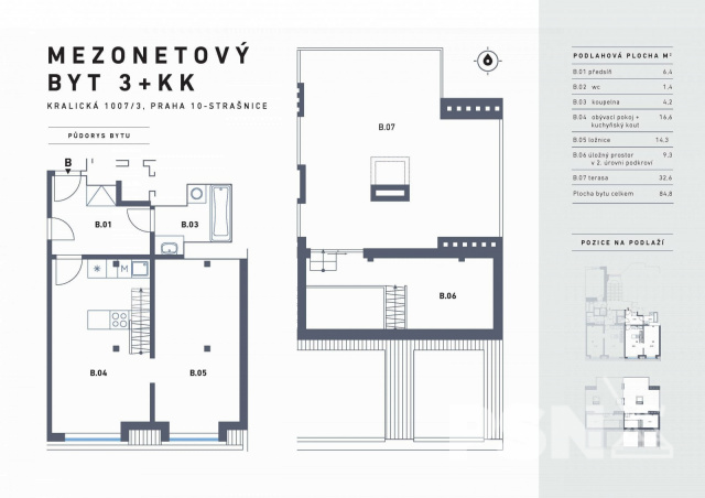 Mezonetový byt s terasou Kralická 1007/3, Praha 10 - Strašnice