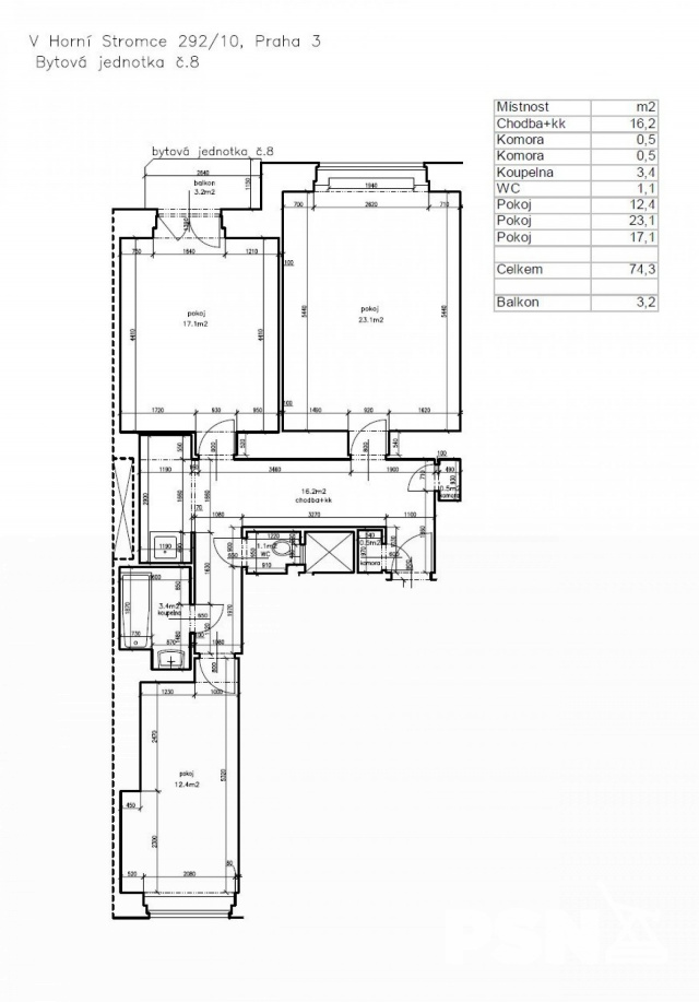 Prodej bytu 3+kk o&nbsp;74,3 m² V Horní Stromce 10, Praha 3